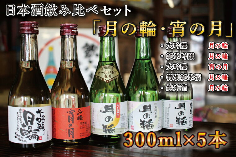 日本酒 300 飲み比べセット ギフト [月の輪]300mL飲み比べセット(300mL×5本)(AW004-1)