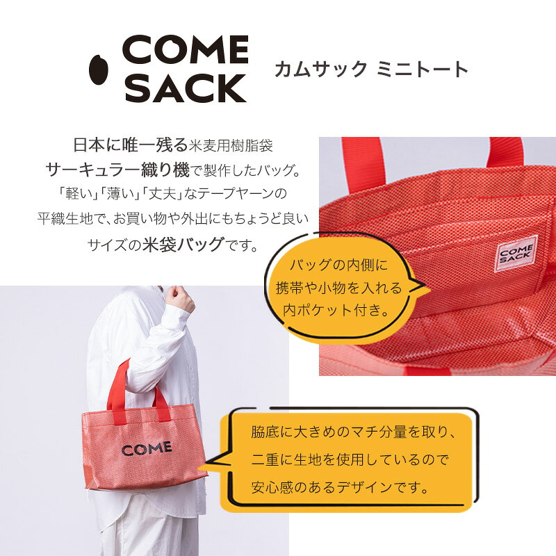 【ふるさと納税】幸せをはこぶお米のふくろ　カムサックミニトートPP　レッドシャンブレー/バッグ ばっぐ 米 米袋 PP こめ コメ 可愛い サステナブル 便利 大容量 内ポケット 手作業 北日本製袋 f033227-yahaba-10002819 岩手県矢巾町 サンプル画像2
