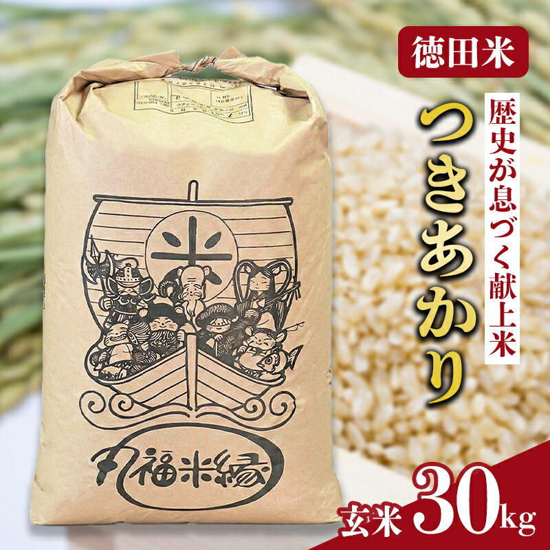 【ふるさと納税】令和7年産　月明りのように輝く特別な一膳　徳田米　つきあかり玄米　30kg/岩手県産 玄米 げんまい 米 コメ こめ 徳田米 献上米 ブランド米 産地直送 厳選 鮮度 旬 米 ごはん おにぎり めし ふっくら 人気 お取り寄せ 高評価 ふるさと 岩手県 矢巾町