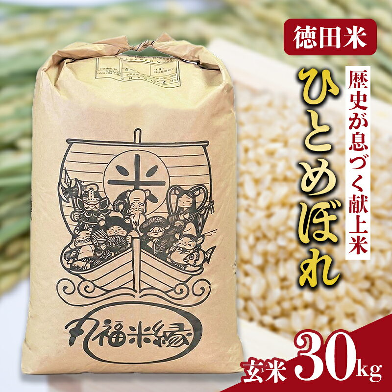 【ふるさと納税】令和7年産　一口食べれば、もうひとめぼれ　徳田米　ひとめぼれ玄米　30kg/岩手県産 玄米 げんまい 米 コメ こめ 徳田米 献上米 ブランド米 産地直送 厳選 鮮度 旬 米 ごはん おにぎり めし ふっくら 人気 お取り寄せ 高評価 ふるさと 岩手県 矢巾町