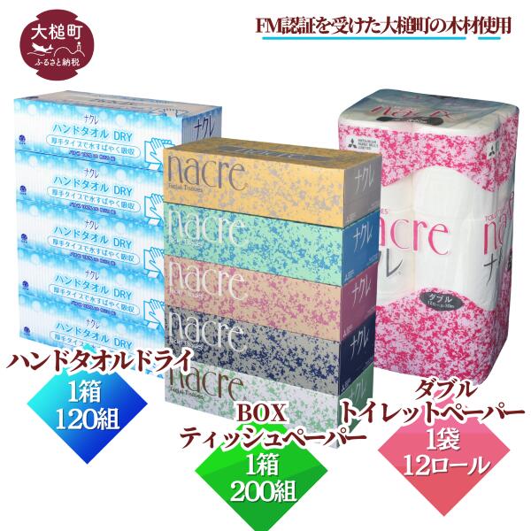 【ふるさと納税】ティッシュ5箱 ハンドタオル 5箱 トイレットペーパー（ダブルorシングル）12個｜ ナ...