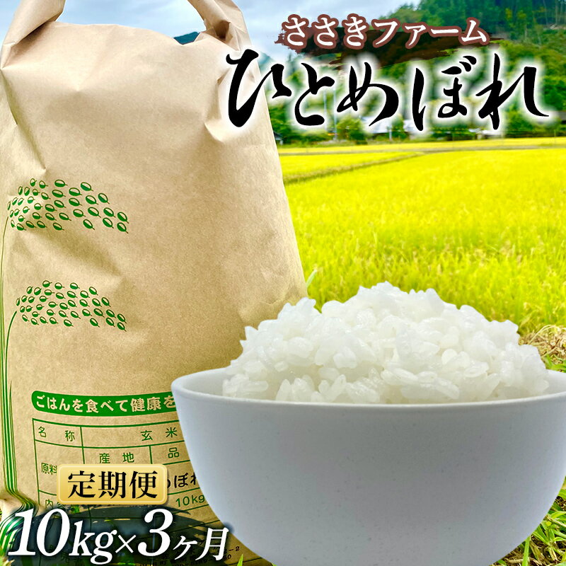 3ヶ月連続でお届け!ささきファームの令和5年産 ひとめぼれ 10kg 定期便 米 お米 こめ 三陸山田 YD-615