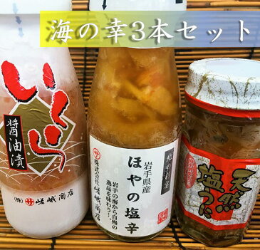 【ふるさと納税】海の幸3本セット(いくら醤油漬、ホヤの塩辛、塩うにセット)