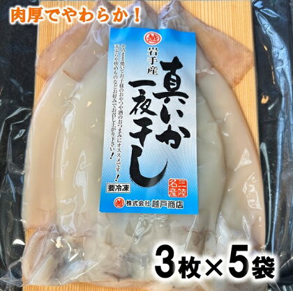 イカ いか 北三陸産 真イカの一夜干し 3枚入り×5袋 いか一夜干し イカ焼き イカ飯 BBQ イカゲソ