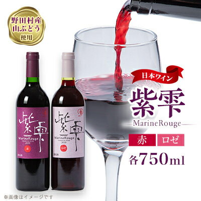 山葡萄ワイン 紫雫～Marine Rouge～セット(赤・ロゼ)750ml×各1本【1487281】