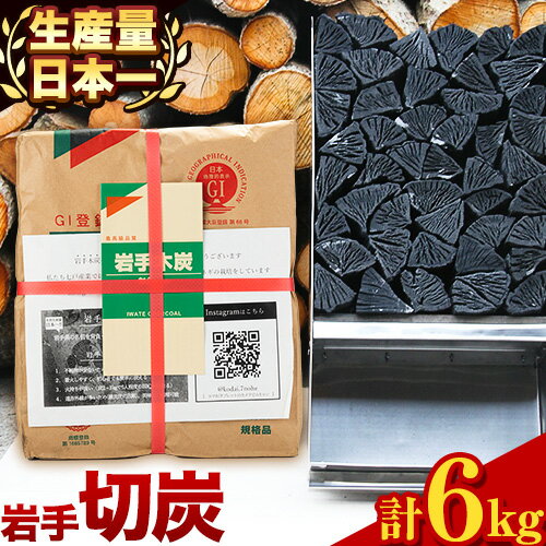 【ふるさと納税】生産量日本一 切炭 6kg 炭 高品質 木炭 箱入り 岩手木炭 キャンプ バーベキュー BBQ 消臭 火鉢 囲炉裏 国産木炭 川遊び ロッジ レジャー 行楽 安全 安心《30日以内に出荷予定 …