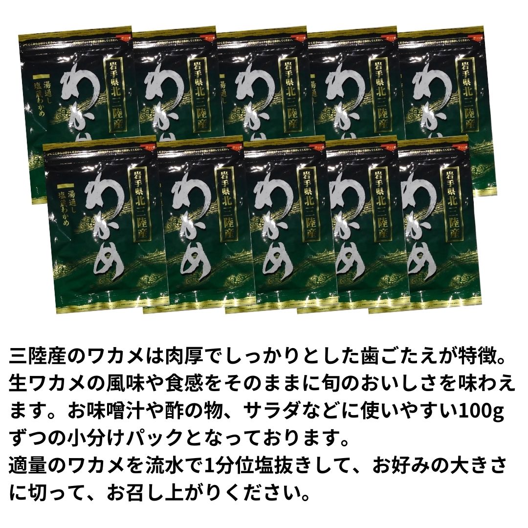 【ふるさと納税】湯通し塩蔵わかめ100g×10袋　北三陸産　肉厚　ワカメ　小分け 2