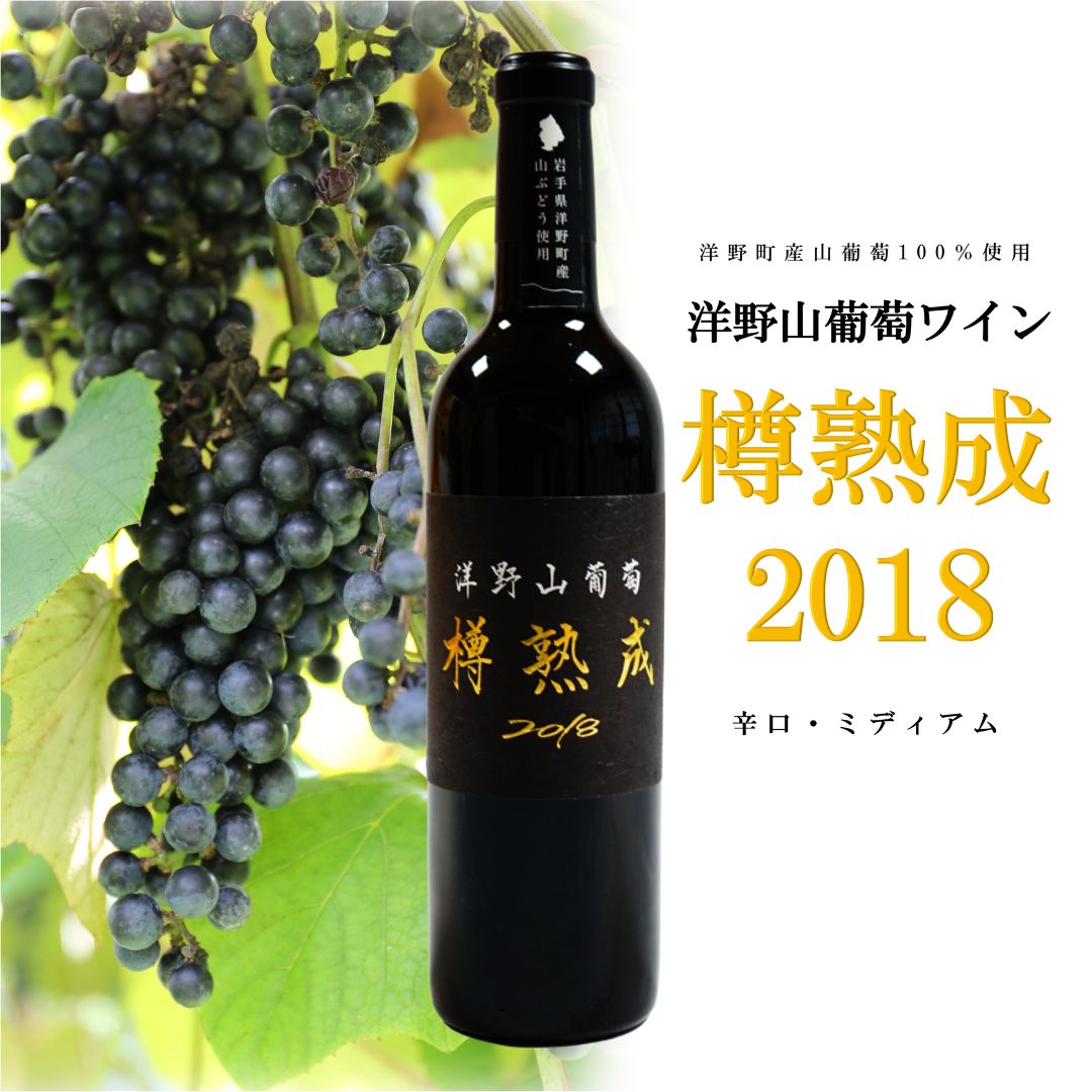 化粧箱入り 【ふるさと納税】洋野山葡萄ワイン「樽熟成」 2018（辛口・ミディアム 720ml）化粧箱入り