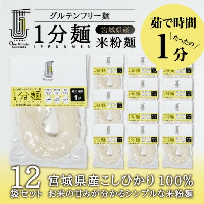 茹で時間1分のグルテンフリー麺 1分麺 米粉麺 12袋