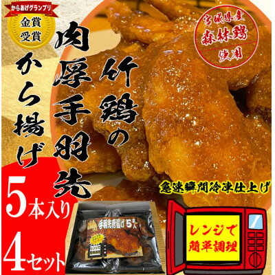 13位! 口コミ数「0件」評価「0」特製手羽先唐揚げ瞬間急速冷凍仕上げ　5本入×4セット【配送不可地域：離島】【1400023】