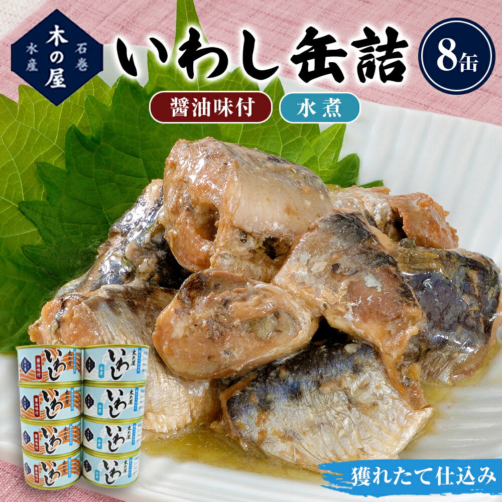 7位! 口コミ数「35件」評価「4.86」いわし缶詰 木の屋 食べ比べセット (水煮 ・ 醤油) 8缶 石巻 イワシ ノンフローズン 魚 常温保存 防災 非常食 キャンプ アウトドア