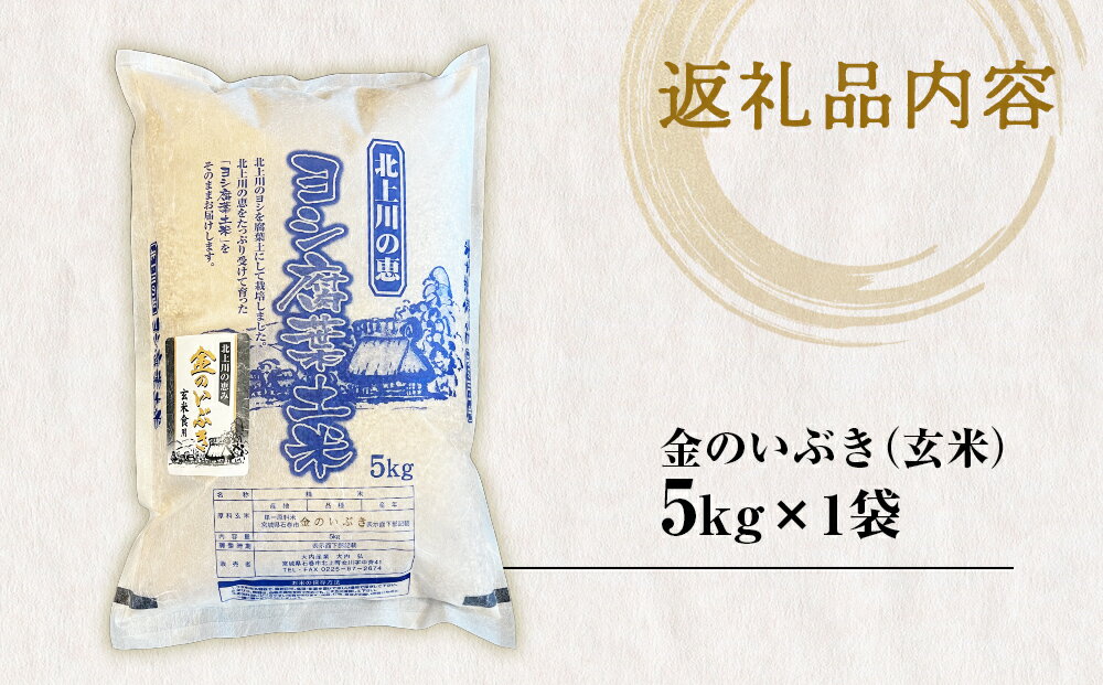 玄米食用品種で人気の『金のいぶき』は胚芽3倍！GABA、食物繊維、ビタミンEも豊富！白米と同じ炊き方で、プチプチ食感とやみつきになる美味しさです！　【ふるさと納税】 米 令和7年産 金のいぶき 玄米 5kg 宮城県産 お米 国産 ヨシ腐葉土米 コメ 5キロ 少量 小分け 家庭用 ご飯 げんまい ご当地米 おにぎり ごはん 美味しい 主食 栄養豊富 健康食品 食物繊維 ビタミン ヘルシー 送料無料 お取り寄せ 宮城県 石巻 石巻市