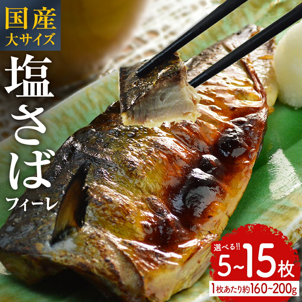 国産 塩さば フィーレ (1枚約160〜200g) 5 〜 15 枚 サバフィレ 鯖 サバ さば フィレ 切り身 塩サバ 特大 バラ凍結 冷凍 魚 魚介