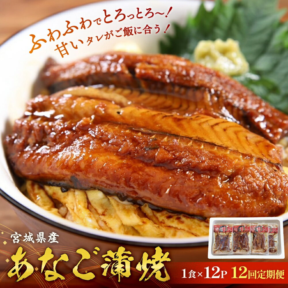 [定期便12回・毎月発送] 宮城県産あなご蒲焼(1食)12入 定期便 冷凍 小分け 穴子 アナゴ 蒲焼き あなご 魚 お魚 丼 寿司 おかず 惣菜 レトルト 甘だれ 温めるだけ 湯煎 レンチン 簡単調理 冷凍ストック 穴子丼 お取り寄せ 三晃食品 宮城県 石巻市