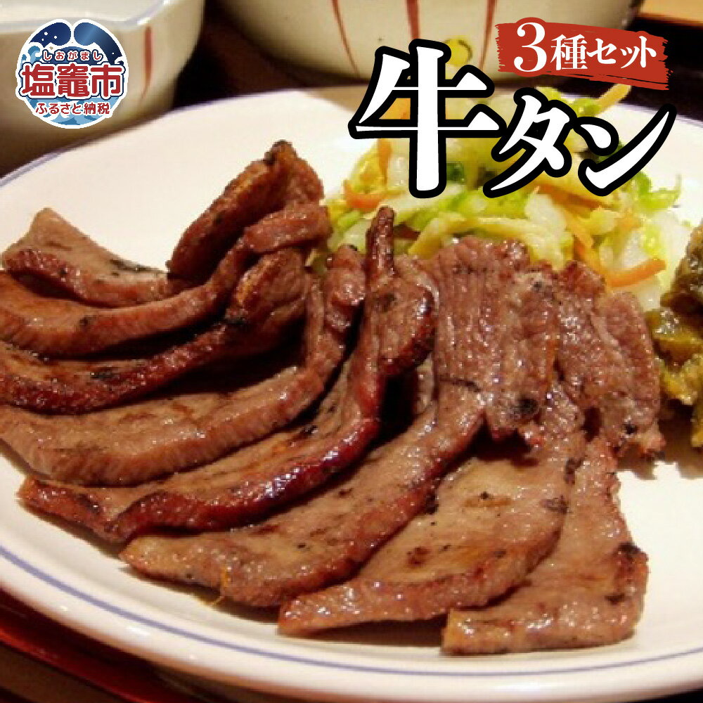 塩・みそ・ねぎ塩 牛たん3種セット(各1パック × 3種) 塩竈市 塩釜市