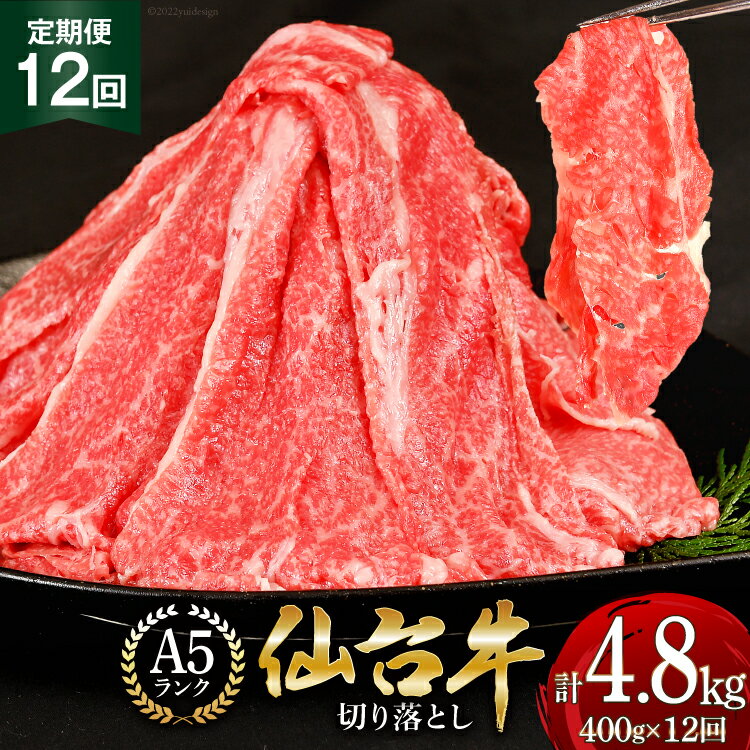 定期便 肉 仙台牛 A5 切り落とし 400g×12回 総計4.8kg 牛肉 和牛 [気仙沼市物産振興協会 宮城県 気仙沼市 20562756]ブランド牛 お肉 精肉 すき焼き 牛丼