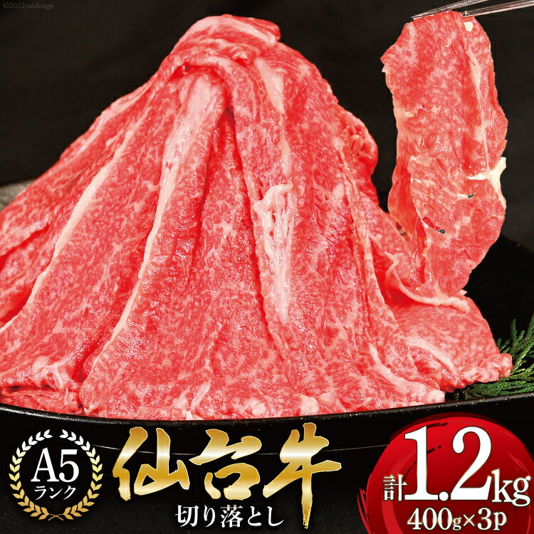 肉 仙台牛 A-5ランク 切り落とし(400g×3p)計1,2kg [気仙沼市物産振興協会 宮城県 気仙沼市 20561153] 仙台牛 ブランド牛 肉 精肉 国産牛 和牛 A5 小分け 牛丼 すき焼き 精肉