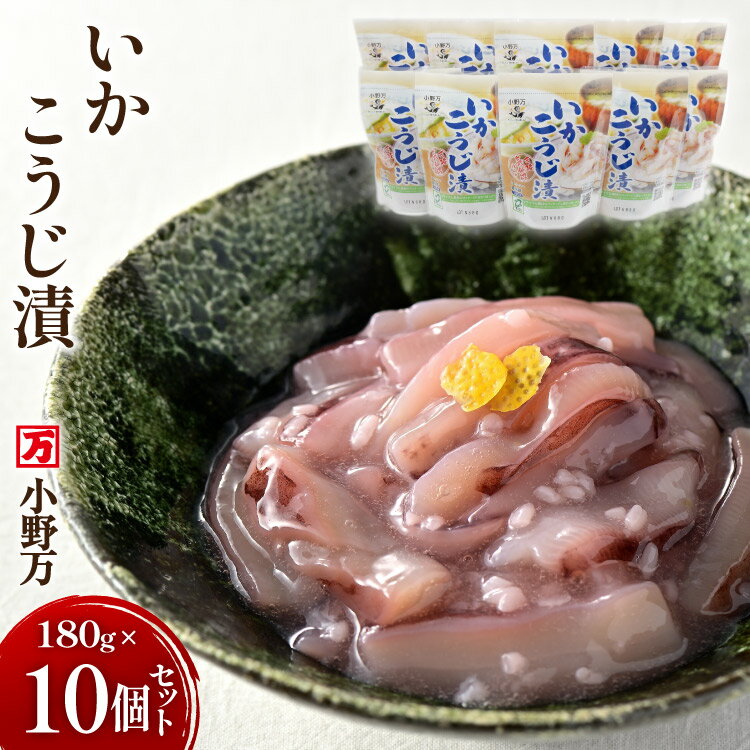 小野万 いかこうじ漬 180g 10個セット   魚 魚介類 いか イカ 冷蔵 酒の肴 おつまみ ご飯のお供 おかず 珍味 こうじ漬 麹漬け