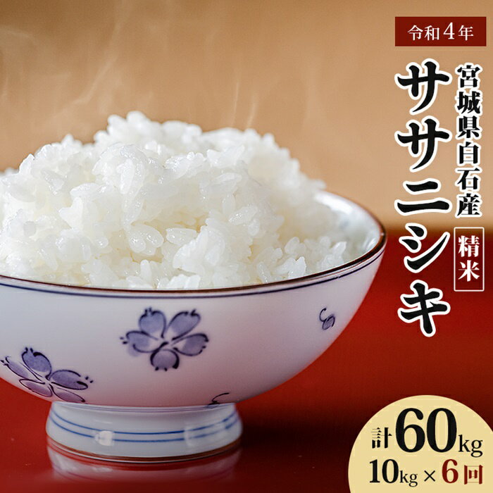 [定期便:6回] 令和4年産 宮城県白石産 ササニシキ精米 10kg10キロ 10キロ 10kg お米 米 特別栽培米 定期便 定期 ササニシキ 白米 精米 あっさり 素朴な味わい 宮城米 ふるさと納税 宮城県 白石市 白石[06156]