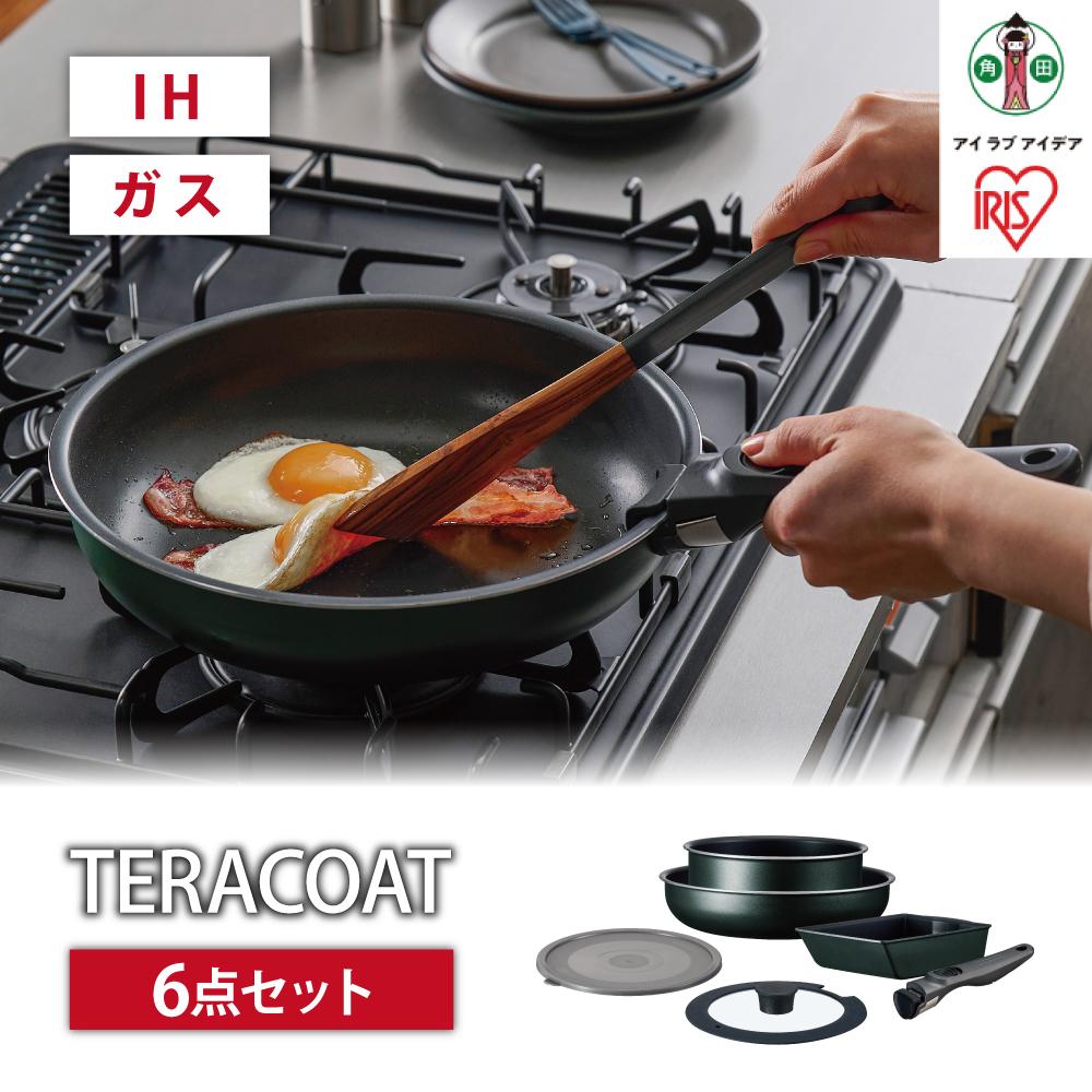 20位! 口コミ数「0件」評価「0」フライパン　セット　TERACOAT　6点セット　EHDC-T6Sダークグリーン | アイリスオーヤマ フライパンセット IH くっつきにく･･･ 