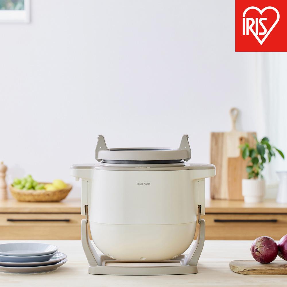 【ふるさと納税】 自動調理器 シェフドラム アイリスオーヤマ アイボリー 簡単調理 スープ 焼く 炒める 揚げる 煮込む 揚げ物 低温調理 IH式 保温機能付き...