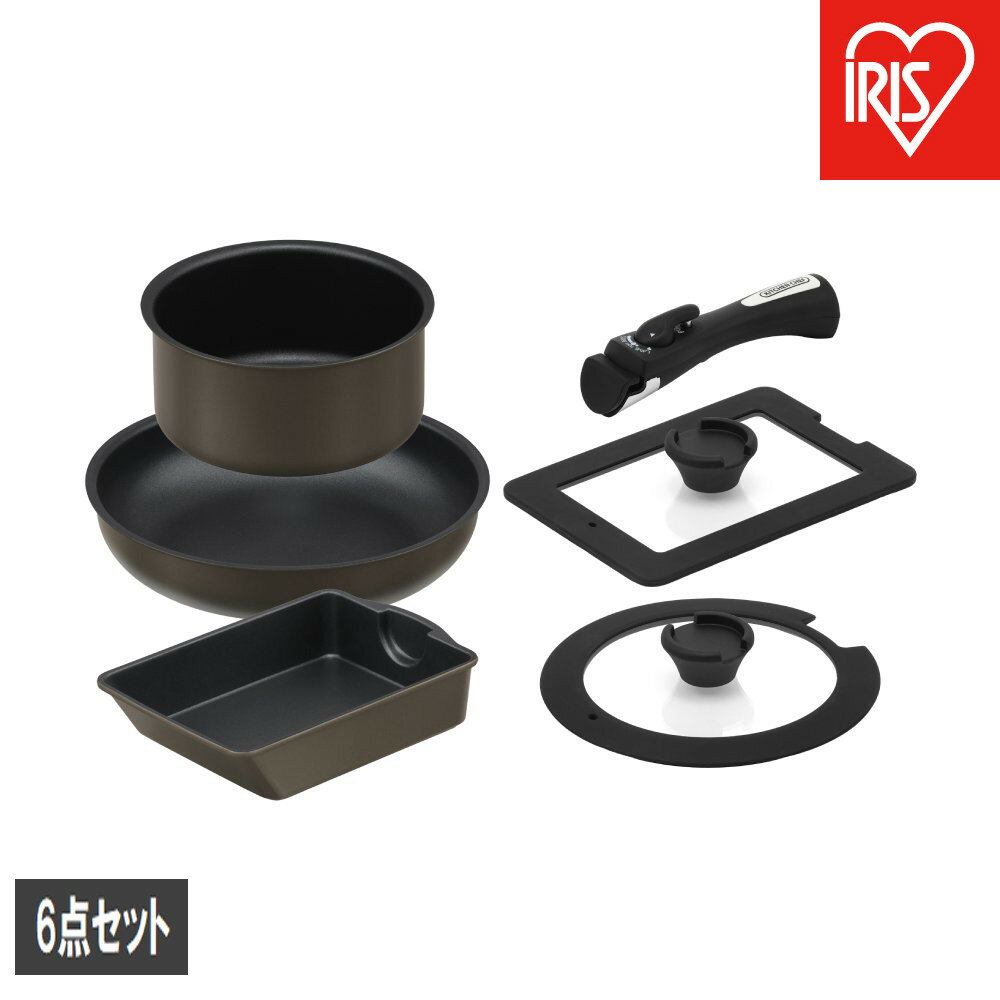 ダイヤモンドコートパンマルチエッグパン入り6点セット IHガス火対応 MEGI-6S ブラウンメタリック
