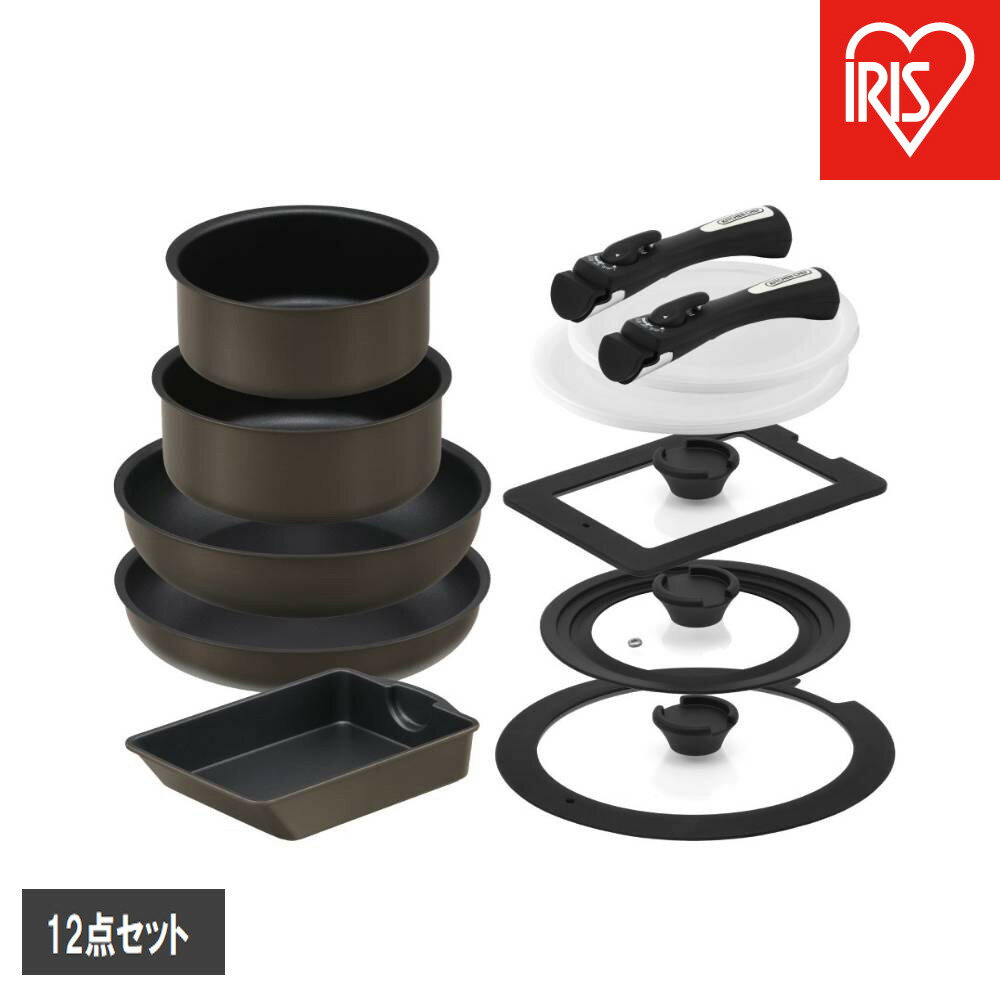 ダイヤモンドコートパンマルチエッグパン入り12点セット IHガス火対応 MEGI-12S ブラウンメタリック