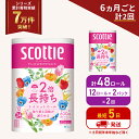 【ふるさと納税】定期便 トイレットペーパー ダブル 2倍長持ち 48ロール (12ロール×2パック) 《6ヶ月ごと計2回》フラワーパック 香り付き スコッティ トイレットペーパーダブル 長持ち 長持ちロール 防災 災害 日用品 生活用品 生活必需品 宮城 宮城県 岩沼市