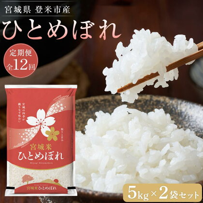 令和5年産【定期便／全12回】宮城県登米市産ひとめぼれ精米　5kg×2個セット | 5kg×2個 毎月お届け 米 令和3年産 精米 白米 こめ お楽しみ 宮城県 登米市 予約