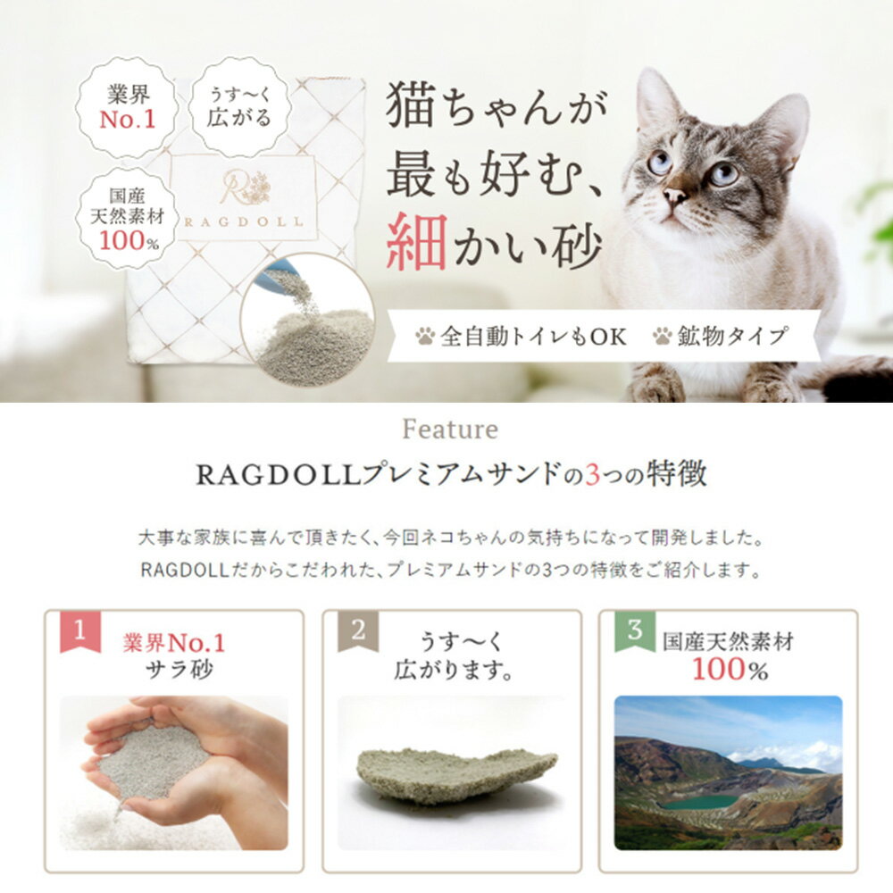 【ふるさと納税】RAGDOLLプレミアムサンド　5kg×4袋　猫砂　【04301-0472】