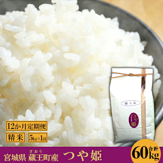【12か月定期便】蔵王産 つや姫 精米60kg（5kg×12回） 【04301-0392】