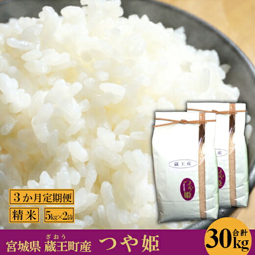 【3か月定期便】蔵王産 つや姫 精米30kg（5kg×2袋×3回） 【04301-0414】