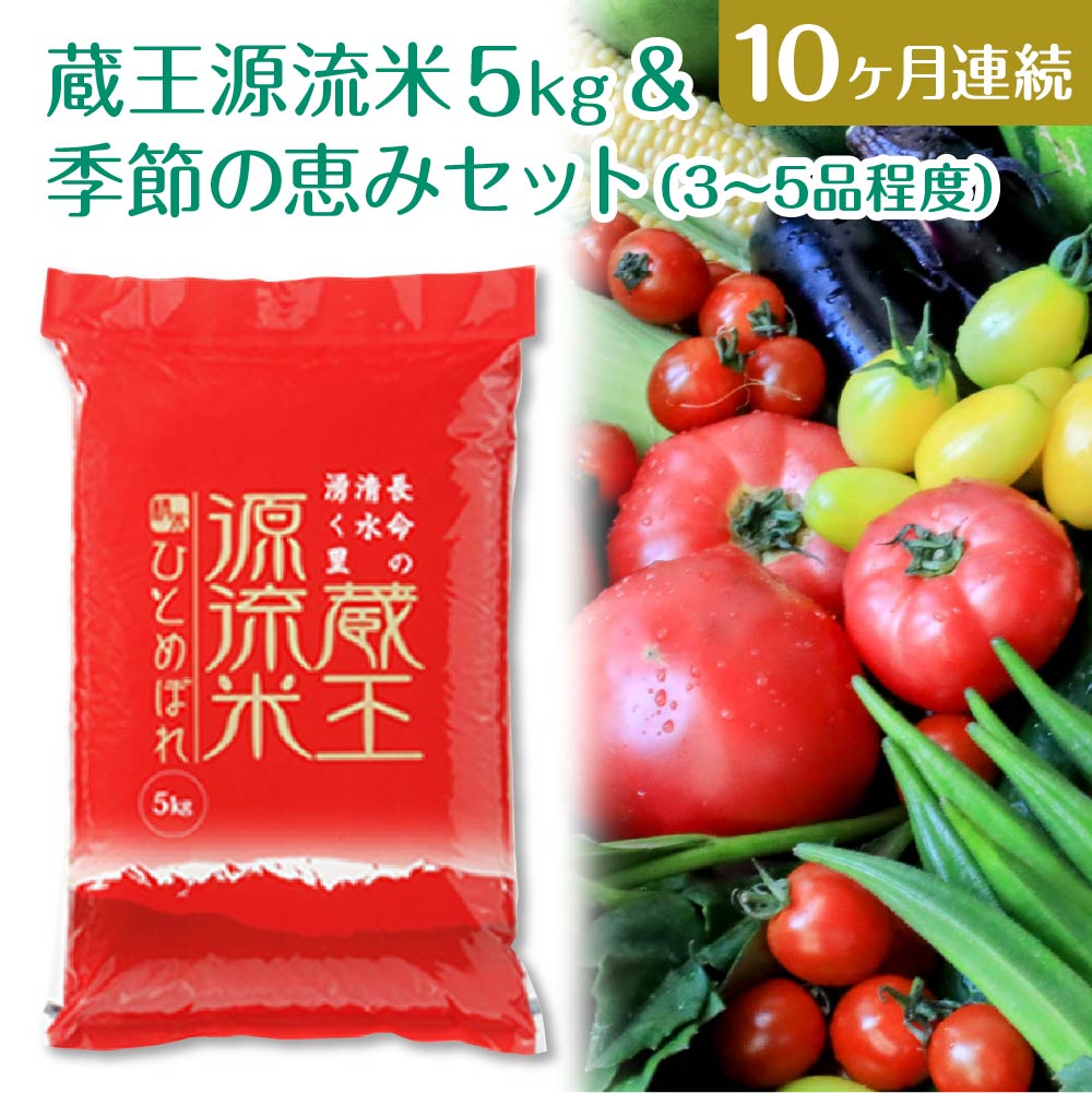 1位! 口コミ数「0件」評価「0」【10ヶ月連続】＜令和5年産米＞蔵王源流米5kg＆季節の恵みセット(3～5品程度)　【04301-0140】