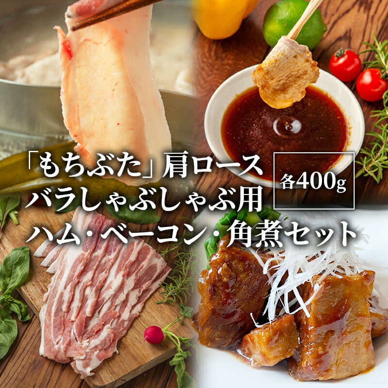 【ふるさと納税】もちぶた 詰め合わせ 肩ロース バラ しゃぶしゃぶ 400g ハム ベーコン 角煮 セット 和豚 もち豚 豚肉 ポーク 肉 豚 ぶた 豚ロース バラ肉 加工肉 加工品 精肉 レトルト レトルト食品 アウトドア キャンプ バーベキュー 冷蔵 宮城　【大河原町】