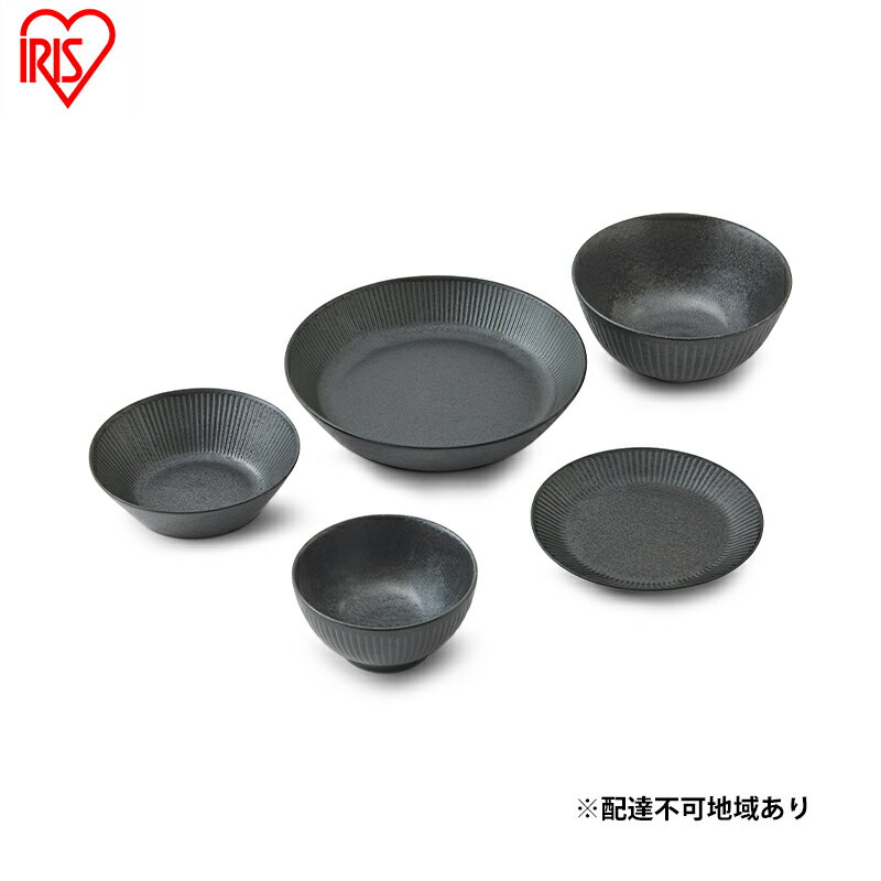 【ふるさと納税】食器 5点セット MNW-5S ブラック 電子レンジ 食洗器対応 磁器 新生活 アイリスオーヤマ 食器セット