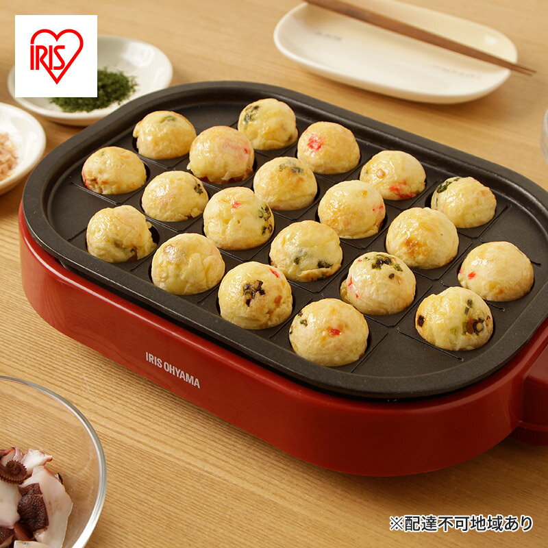 【ふるさと納税】ホットプレート たこ焼き器 タコ焼き器 アイリスオーヤマ たこ焼き2WAYプレート ITY-20WA-R レッド たこ焼きプレート 平面プレート フッ素加工 家庭用 卓上 たこ焼き 20穴 丸形 丸型 調理家電 新生活　【キッチン用品・調理家電】