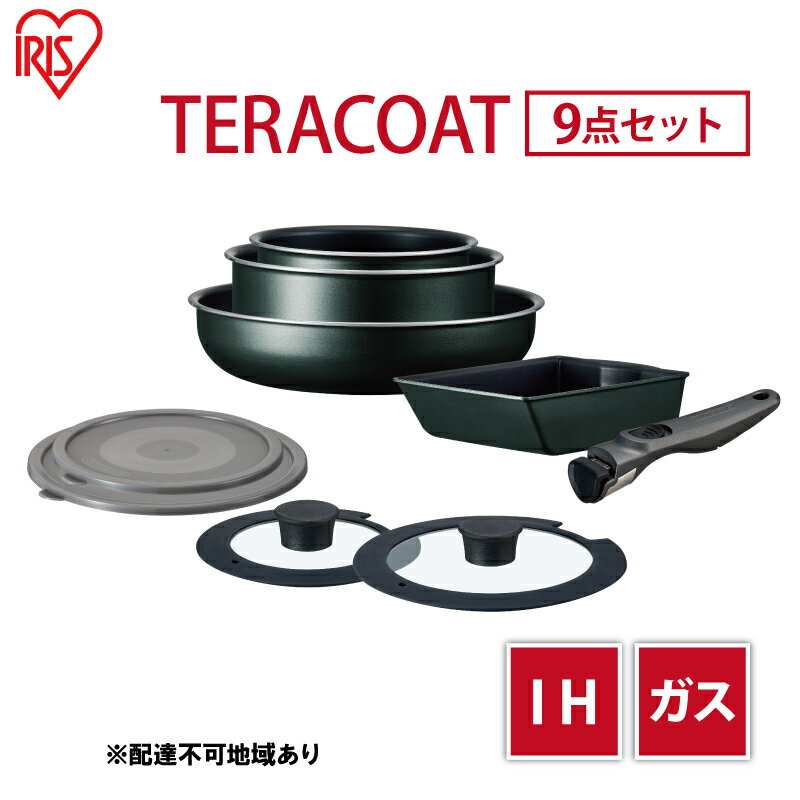 【ふるさと納税】フライパン セット TERACOAT 9点セット EHDC-T9S アイリスオーヤマ IH ih ガス IH対応 鍋 卵焼き器 エッグパン 蓋 取っ手 取っ手が取れる 調理器具 フライパンセット 母の日 ギフト 母の日ギフト プレゼント 贈答品 贈答 贈り物　【 大河原町 】