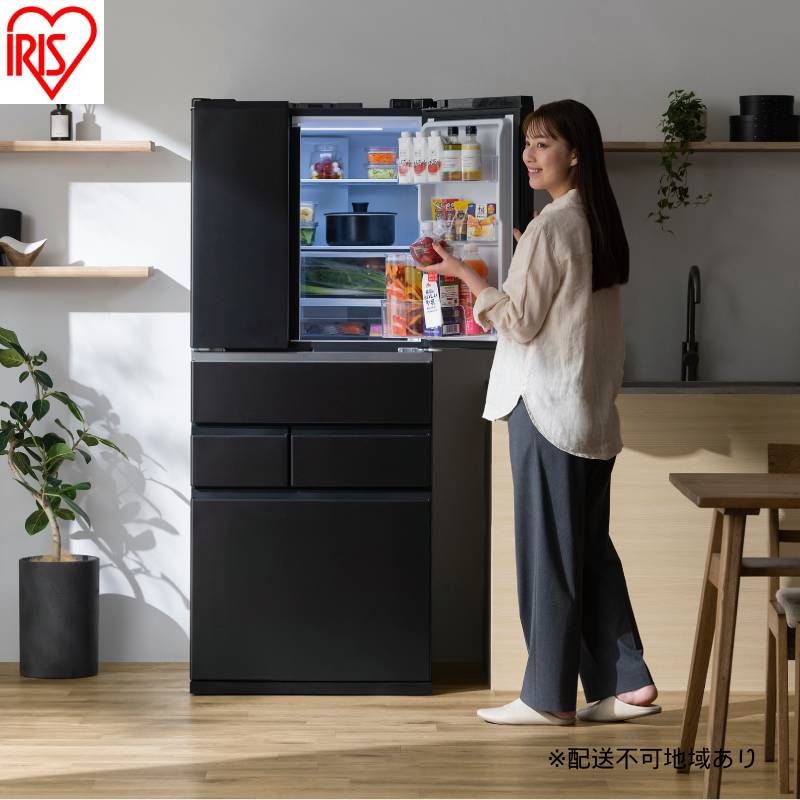 冷凍冷蔵庫 439L IRSN-HF44A-B ブラック 冷蔵庫 アイリスオーヤマ 400l以上 439l 冷凍冷蔵庫 冷凍室が大きい 冷凍室 ソフト冷凍 急速冷凍 自動製氷 ファン式 自動霜取り 観音開き 黒 おしゃれ 二人暮らし ファミリー 大型 省エネ 大凍量