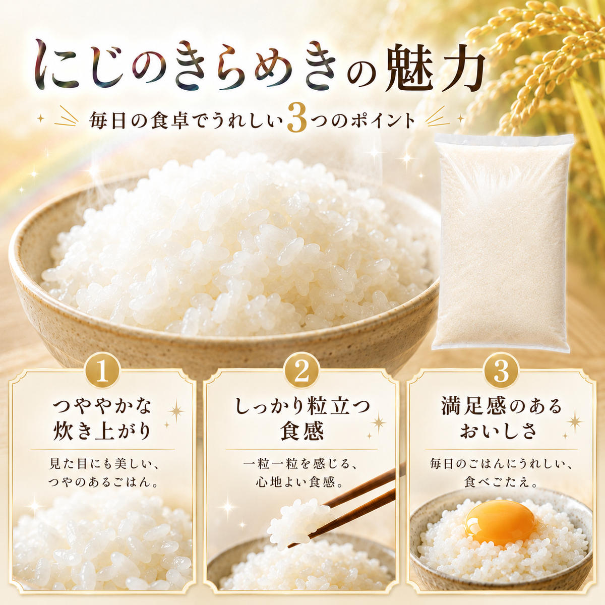 【ふるさと納税】令和8年産 米 定期便 12ヶ月 6ヶ月 3ヶ月 12回 6回 3回 にじのきらめき 選べる容量 5kg 10kg 新米 先行予約 宮城県産 白米 精米 単品 単一原料米 送料無料　お届け：2026年10月中旬頃から順次発送予定 f043214-ogawara-10003596 宮城県大河原町 サンプル画像2