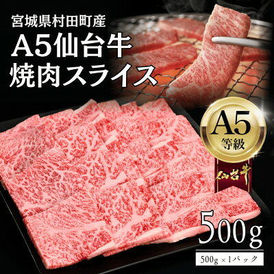 【ふるさと納税】【A5仙台牛】焼肉用スライス 500g×1 厳選部位 黒毛和牛 特上カルビ【配送不可地域：離島】【1698837】