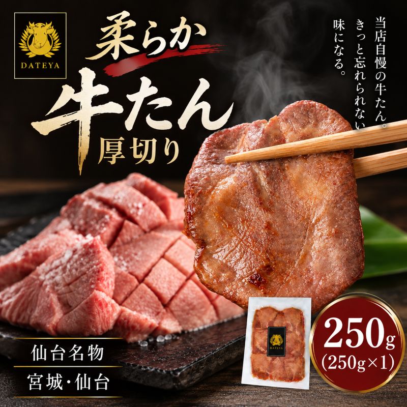 柔らか牛たん 250g (250g×1) 牛タン 厚切り 仙台名物 仙台 宮城 牛タン 牛肉 焼肉 バーベキュー BBQ 冷凍 ギフト お中元 父の日 母の日 お歳暮 お取り寄せ ふるさと納税