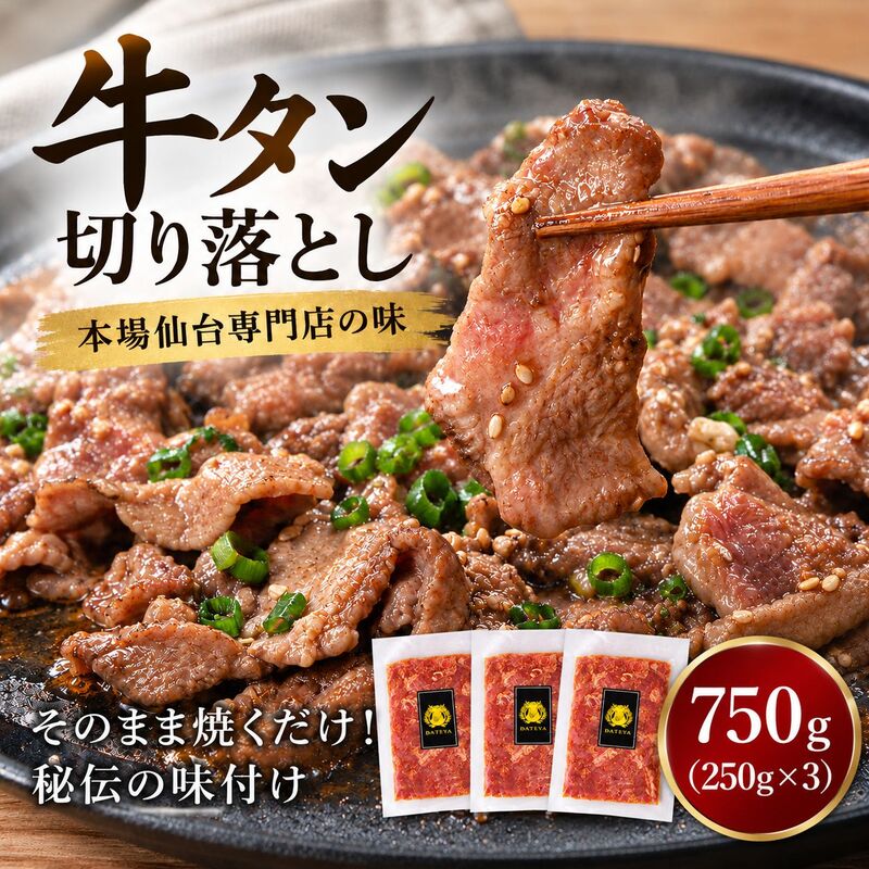 牛タン 切り落とし 750g (250g×3) 本場仙台専門店の味 仙台名物 仙台牛タン 牛肉 焼肉 バーベキュー BBQ 冷凍 ギフト お中元 父の日 母の日 お歳暮 お取り寄せ ふるさと納税