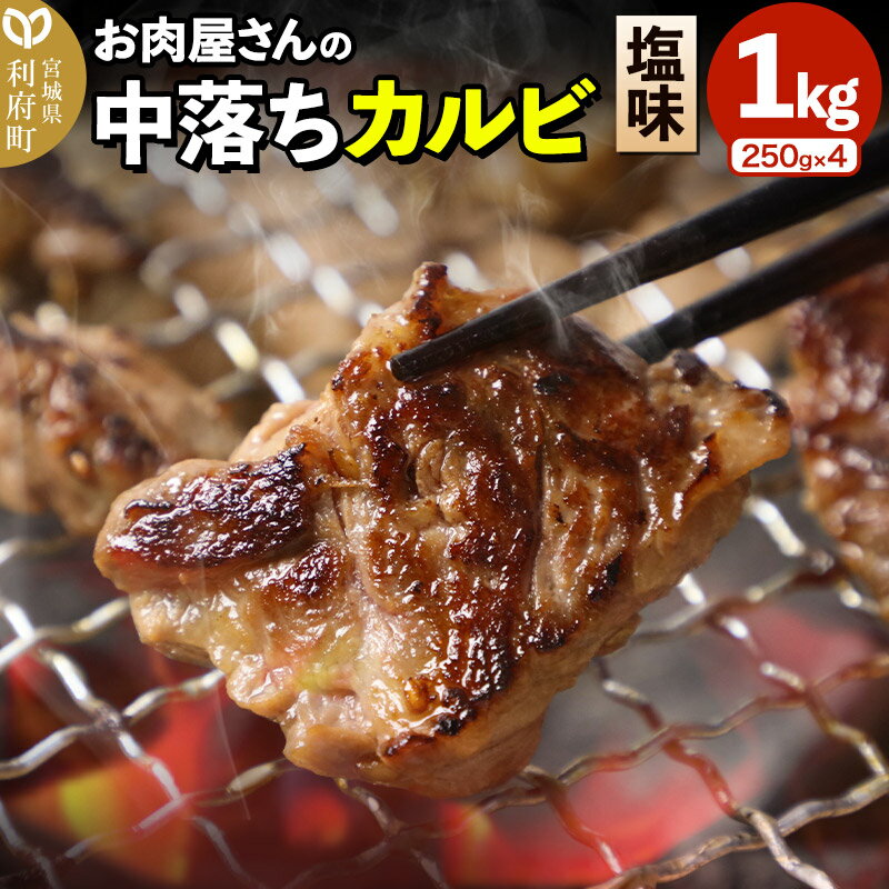 お肉屋さんの中落ちカルビ(塩味)1kg小分け対応(250g×4パック)