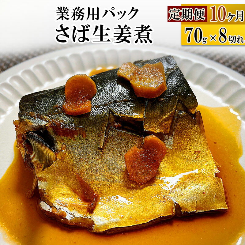 【ふるさと納税】《定期便10ヶ月》さば生姜煮 業務用パック 70g×8切れ 冷凍 惣菜 おかず つまみ レンチン 湯煎 簡単 煮物 煮付