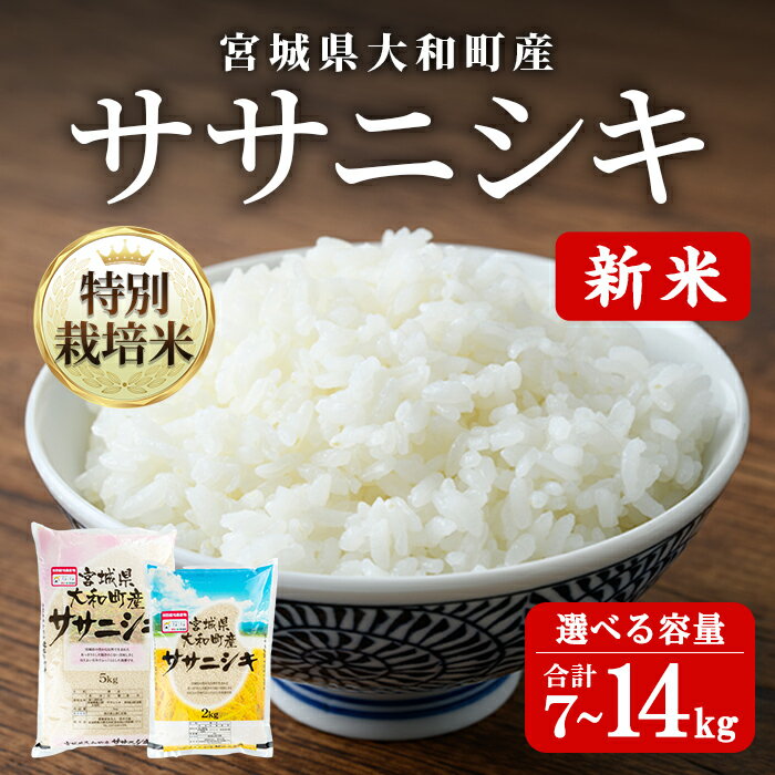 【ふるさと納税】【令和6年産新米】特別栽培米 ササニシキ 合計7kg～14kg 選べる容量 お米 おこめ 米 コメ 白米 ご飯 ごはん おにぎり お弁当【農事組合法人若木の里】ta238・ta241のサムネイル