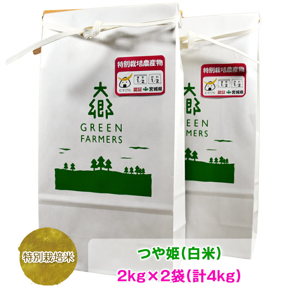 令和5年産 特別栽培米白米 つや姫2kg×2袋 (計4kg)｜宮城県 大郷町産 ごはん お米 米 [0161]