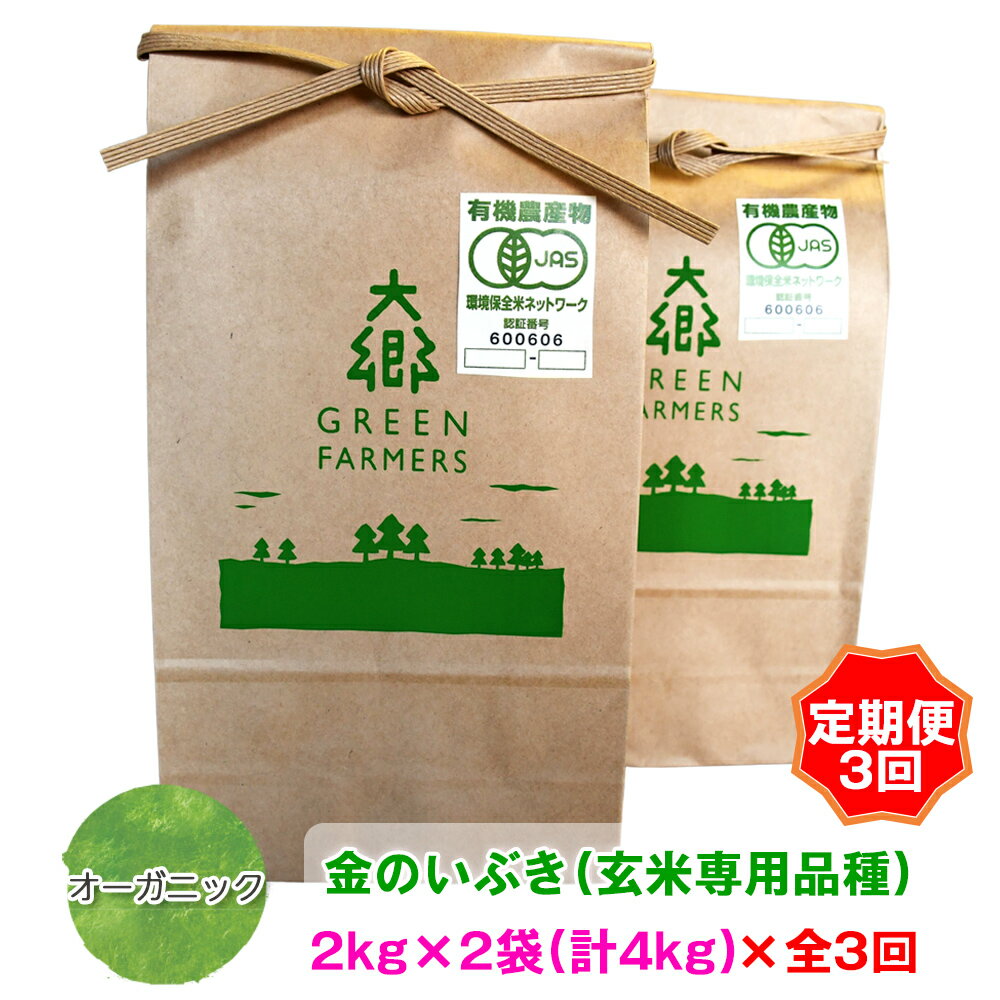 [定期便 3ヵ月連続お届け] 令和5年産 オーガニック 金のいぶき (玄米専用品種) 2kg×2袋 (計4kg)｜宮城県 大郷町産 ごはん 玄米食 お米 米 [0172]