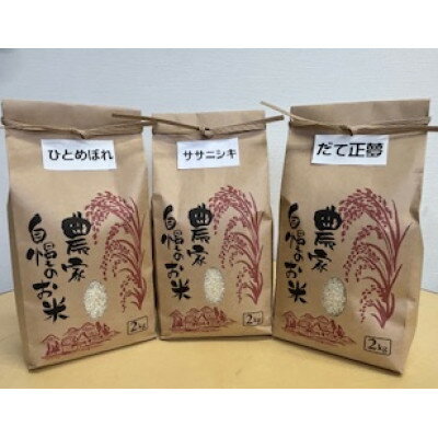 【ふるさと納税】大衡産お米食べ比べセット(ひとめぼれ、ササニシキ、だて正夢)計6kg【1684002】