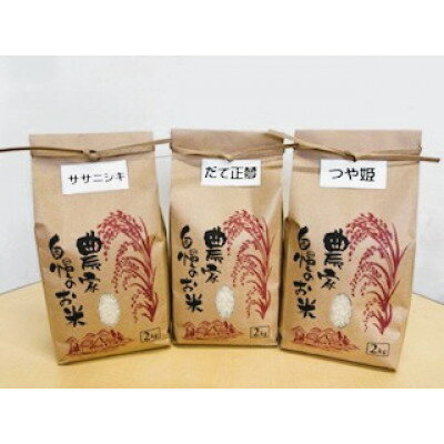 【ふるさと納税】大衡産お米食べ比べセット(ササニシキ、だて正夢、つや姫)計6kg【1684013】