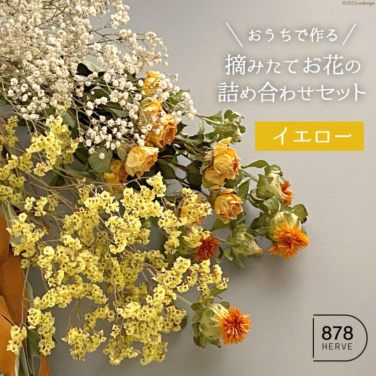 「摘みたてお花」のドライフラワー キット 黄色系 5種 [878HERVE ハナヤエルベ 宮城県 加美町 44581434] ドライフラワー インテリア 花束 花材 詰め合わせ 期間限定